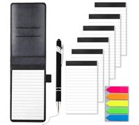 Tearmier 9 Pieces Small Notepads Holder Set, A7 Pocket Notebook Holder With 6 Refill Pads,Pen,Index Sticker, 3 X 5 Inch Memo Book With 50 Lined Sheets, White Small Notepads, College Ruled Lined Paper