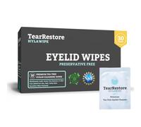 TearRestore HylaWipe Cleanse & Calm Eyelid Cleansing Wipes, Natural, Preservative Free Tea Tree Eyelid Cleanser. Relieves Blepharitis, Dry, Red, Itchy, and Irritated Eyes, (30 count)