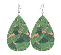 Tears Drop Down Ears Pendant Leather Earringsbanana Leaves Green Brown Christmas Halloween Woman Fashion Gifts Party Dangle Women Friends Wedding