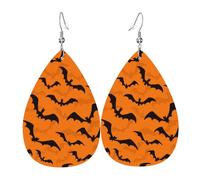 Tears Drop Down Ears Pendant Leather Earringsbat Orange Black Christmas Halloween Woman Fashion Gifts Party Dangle Women Friends Wedding
