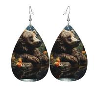 Tears Drop Down Ears Pendant Leather Earringsbear Animal Longing Christmas Halloween Woman Fashion Gifts Party Dangle Women Friends Wedding