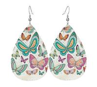 Tears Drop Down Ears Pendant Leather Earringsbeautiful Butterfly Colors Christmas Halloween Woman Fashion Gifts Party Dangle Women Friends Wedding