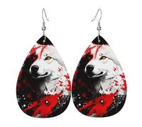 Tears Drop Down Ears Pendant Leather Earringsblood Wolf Christmas Halloween Woman Fashion Gifts Party Dangle Women Friends Wedding