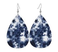 Tears Drop Down Ears Pendant Leather Earringsblue And White Pattern Christmas Halloween Woman Fashion Gifts Party Dangle Women Friends Wedding