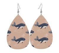 Tears Drop Down Ears Pendant Leather Earringsblue Whale Black Brown Christmas Halloween Woman Fashion Gifts Party Dangle Women Friends Wedding