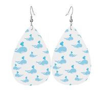 Tears Drop Down Ears Pendant Leather Earringsblue Whale Fountain Is Cute Christmas Halloween Woman Fashion Gifts Party Dangle Women Friends Wedding