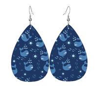 Tears Drop Down Ears Pendant Leather Earringsblue Whale Ocean Cute Christmas Halloween Woman Fashion Gifts Party Dangle Women Friends Wedding