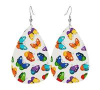 Tears Drop Down Ears Pendant Leather Earringsbutterflies Flying In Colors Christmas Halloween Woman Fashion Gifts Party Dangle Women Friends Wedding