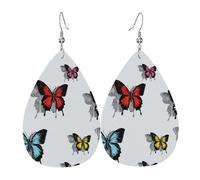 Tears Drop Down Ears Pendant Leather Earringsbutterfly Insect Beautiful Christmas Halloween Woman Fashion Gifts Party Dangle Women Friends Wedding