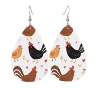 Tears Drop Down Ears Pendant Leather Earringscartoon Rooster And Hen Cute Christmas Halloween Woman Fashion Gifts Party Dangle Women Friends Wedding