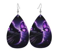 Tears Drop Down Ears Pendant Leather Earringscat Butterfly Black Orchid Christmas Halloween Woman Fashion Gifts Party Dangle Women Friends Wedding