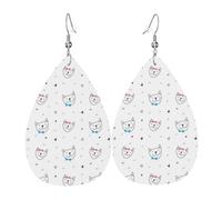 Tears Drop Down Ears Pendant Leather Earringscat Emoji Avatar Christmas Halloween Woman Fashion Gifts Party Dangle Women Friends Wedding