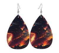 Tears Drop Down Ears Pendant Leather Earringscat Fire Animal Christmas Halloween Woman Fashion Gifts Party Dangle Women Friends Wedding