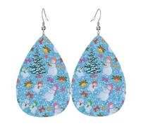 Tears Drop Down Ears Pendant Leather Earringschristmas Blue And White Christmas Halloween Woman Fashion Gifts Party Dangle Women Friends Wedding