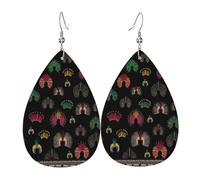 Tears Drop Down Ears Pendant Leather Earringscolor Fan-Shaped Pattern Christmas Halloween Woman Fashion Gifts Party Dangle Women Friends Wedding