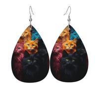 Tears Drop Down Ears Pendant Leather Earringscolorful Cat Cute Christmas Halloween Woman Fashion Gifts Party Dangle Women Friends Wedding