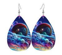 Tears Drop Down Ears Pendant Leather Earringscolorful Cloud Science Fiction Christmas Halloween Woman Fashion Gifts Party Dangle Women Friends Wedding