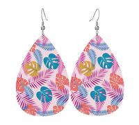 Tears Drop Down Ears Pendant Leather Earringscolorful Feathers On Leaves Christmas Halloween Woman Fashion Gifts Party Dangle Women Friends Wedding