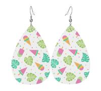 Tears Drop Down Ears Pendant Leather Earringscolorful Ice Cream Leaves Christmas Halloween Woman Fashion Gifts Party Dangle Women Friends Wedding