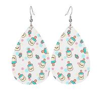 Tears Drop Down Ears Pendant Leather Earringscute Colored Milk Bottle Christmas Halloween Woman Fashion Gifts Party Dangle Women Friends Wedding