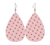 Tears Drop Down Ears Pendant Leather Earringscute Little Flower Strawberry Christmas Halloween Woman Fashion Gifts Party Dangle Women Friends Wedding