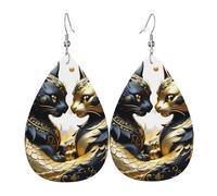Tears Drop Down Ears Pendant Leather Earringsgolden Cat Pixiu Dragon Christmas Halloween Woman Fashion Gifts Party Dangle Women Friends Wedding