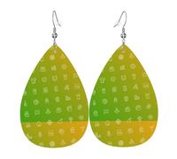 Tears Drop Down Ears Pendant Leather Earringsgreen Graphic Christmas Halloween Woman Fashion Gifts Party Dangle Women Friends Wedding
