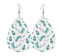 Tears Drop Down Ears Pendant Leather Earringsgreen Horse Ice Cream Christmas Halloween Woman Fashion Gifts Party Dangle Women Friends Wedding
