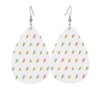 Tears Drop Down Ears Pendant Leather Earringsice Cream Is Neatly Colored Christmas Halloween Woman Fashion Gifts Party Dangle Women Friends Wedding