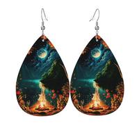 Tears Drop Down Ears Pendant Leather Earringslake Fire Forest Christmas Halloween Woman Fashion Gifts Party Dangle Women Friends Wedding
