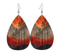 Tears Drop Down Ears Pendant Leather Earringsmoon Woods Mountains Christmas Halloween Woman Fashion Gifts Party Dangle Women Friends Wedding