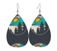 Tears Drop Down Ears Pendant Leather Earringsnature Sun Mountain Christmas Halloween Woman Fashion Gifts Party Dangle Women Friends Wedding