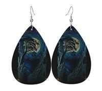 Tears Drop Down Ears Pendant Leather Earringspen Holder Pine Tree Mountain Starry Sky Christmas Halloween Woman Fashion Gifts Party Dangle Women Friends Wedding
