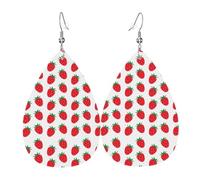 Tears Drop Down Ears Pendant Leather Earringsplant Strawberry Red Christmas Halloween Woman Fashion Gifts Party Dangle Women Friends Wedding