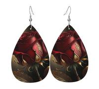 Tears Drop Down Ears Pendant Leather Earringsrose Red Gold Transformation Christmas Halloween Woman Fashion Gifts Party Dangle Women Friends Wedding