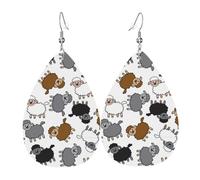 Tears Drop Down Ears Pendant Leather Earringssheep Brown White Black Gray Christmas Halloween Woman Fashion Gifts Party Dangle Women Friends Wedding