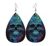 Tears Drop Down Ears Pendant Leather Earringsskull Magic Color Christmas Halloween Woman Fashion Gifts Party Dangle Women Friends Wedding