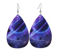 Tears Drop Down Ears Pendant Leather Earringssky Blue Planet Christmas Halloween Woman Fashion Gifts Party Dangle Women Friends Wedding