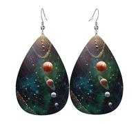 Tears Drop Down Ears Pendant Leather Earringsspace Solar System Rules Christmas Halloween Woman Fashion Gifts Party Dangle Women Friends Wedding