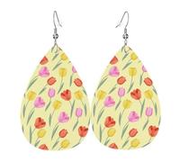 Tears Drop Down Ears Pendant Leather Earringsspring Tulips Nature Christmas Halloween Woman Fashion Gifts Party Dangle Women Friends Wedding