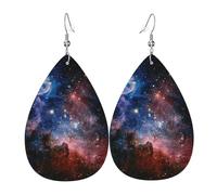Tears Drop Down Ears Pendant Leather Earringsstarry Sky Universe Gorgeous Colorful (2) Christmas Halloween Woman Fashion Gifts Party Dangle Women Friends Wedding