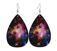 Tears Drop Down Ears Pendant Leather Earringsstarry Sky Universe Gorgeous Colorful Christmas Halloween Woman Fashion Gifts Party Dangle Women Friends Wedding