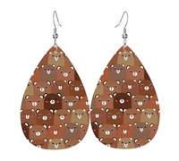 Tears Drop Down Ears Pendant Leather Earringsthe Little Bear Is Cute And Brown Christmas Halloween Woman Fashion Gifts Party Dangle Women Friends Wedding
