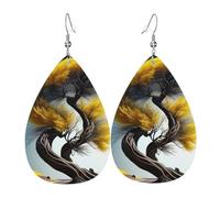 Tears Drop Down Ears Pendant Leather Earringstree Creative Yellow Highway Christmas Halloween Woman Fashion Gifts Party Dangle Women Friends Wedding