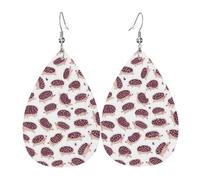 Tears Drop Down Ears Pendant Leather Earringswhite Background Hedgehog Brown Christmas Halloween Woman Fashion Gifts Party Dangle Women Friends Wedding