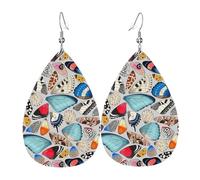 Tears Drop Down Ears Pendant Leather Earringswings Butterfly Colorful Christmas Halloween Woman Fashion Gifts Party Dangle Women Friends Wedding