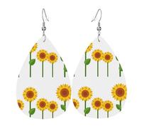 Tears Drop Down Ears Pendant Leather Earringsyellow Sunflower Simple Christmas Halloween Woman Fashion Gifts Party Dangle Women Friends Wedding