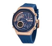 TEARTRACE Men's Watch Analog-Digital Chronograph Waterproof Sport Watch Calendar Date Luminous Alarm Casual Work Hiking Running Wrist Watch with Second Hand and Silicone Strap, Blue1, Sual
