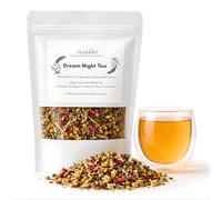 TeaSaint Dream Night Sleep Tea - Calming Herbal Loose Leaf Blend with Chamomile, Lavender, Lemon Balm & Rose Petals - Caffeine Free Bedtime Tea with 10 Biodegradable Tea Bags (100g)