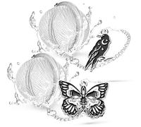 TeaSanavie 2 Pack Halloween Themed Tea Infuser - Gothic Loose Leaf Tea Steeper with Black Raven & Skull Butterfly Charm, 304 Stainless Steel, Perfect Spooky Tea Gift